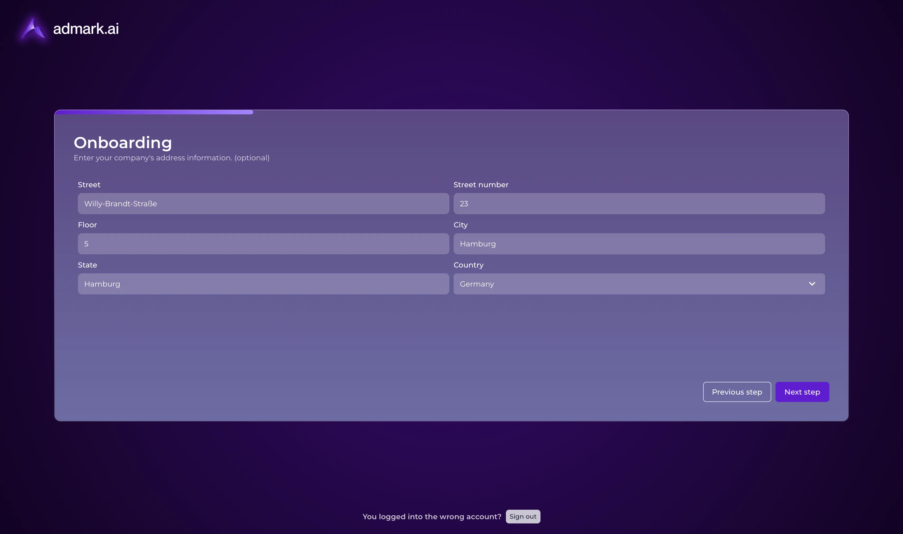 Entering company information