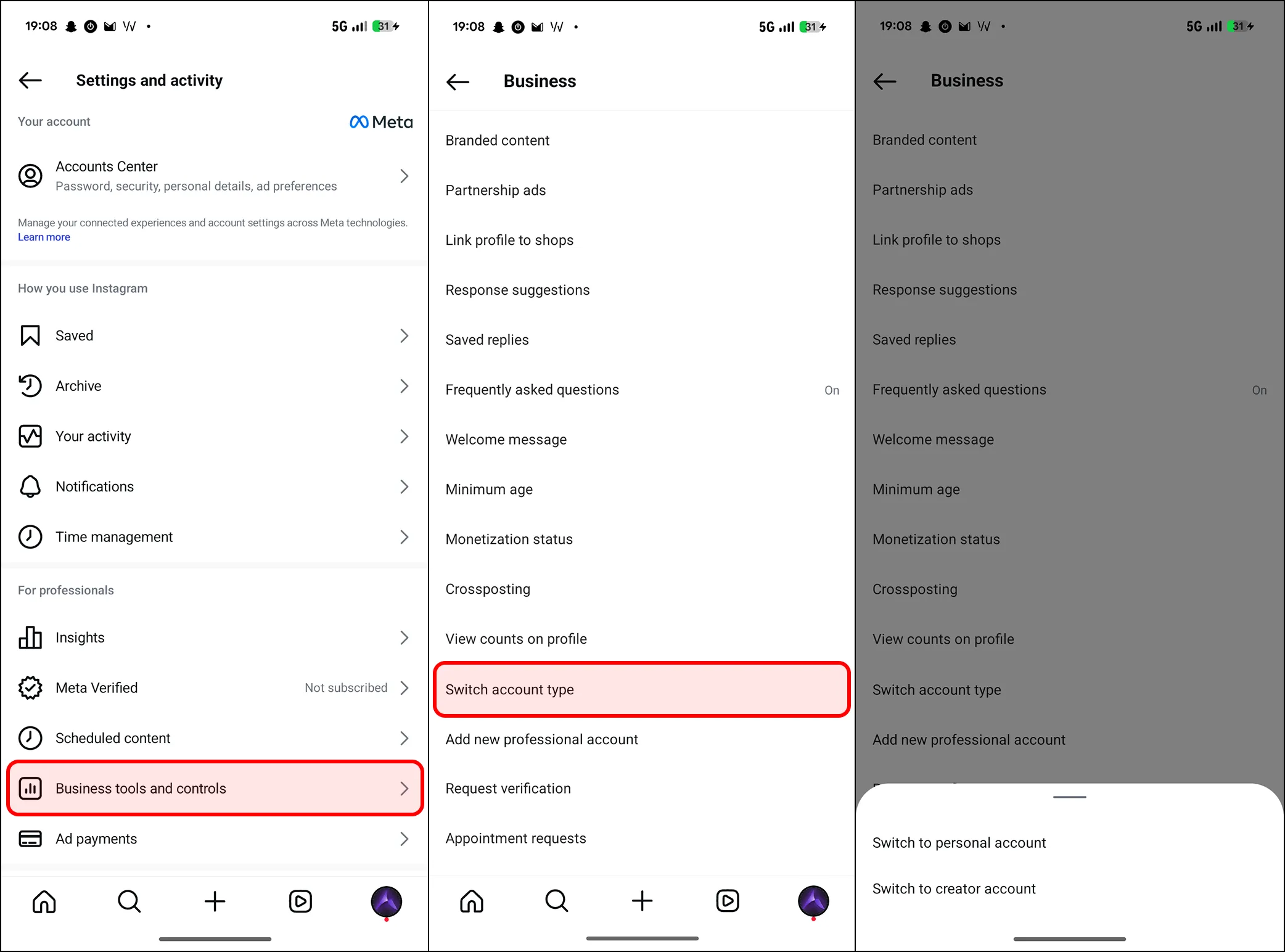 Switch to Professional Account